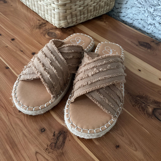 Damen Sandalen mit Kreuzriemen, Seilsohle und Textil-Obermaterial – Casual Stil-72720-6eb3c038-069a-4929-b614-4f8050cada51