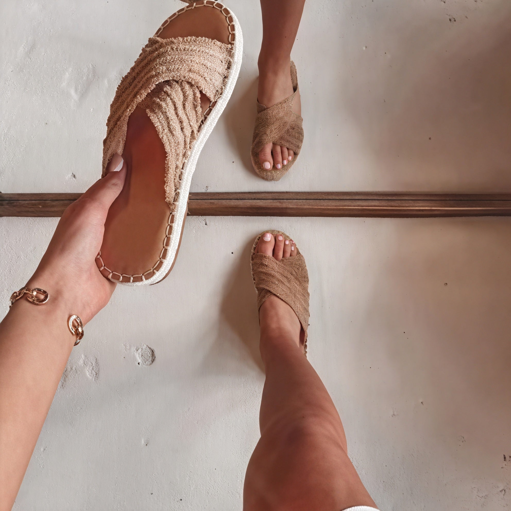 Damen Sandalen mit Kreuzriemen, Seilsohle und Textil-Obermaterial – Casual Stil-72720-66979079-14dc-4d56-a8c8-e357fec73168