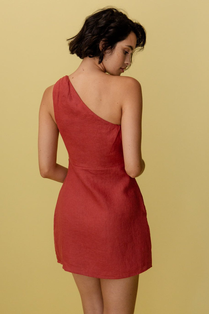 Kleidhaus Damen One-Shoulder Mini-Kleid – Leinen-83276-737a6696-63fe-4218-b449-7b0883e7ac21