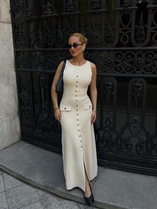Figurbetontes Midikleid mit Knopfleiste