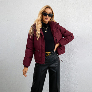 Damen Kurze Pufferjacke – Gesteppt, Wasserabweisend, Hoher Kragen, Polyester, Casual Chic-65207-73dc7695-c6ab-4bff-b8b8-a32fc35f42db