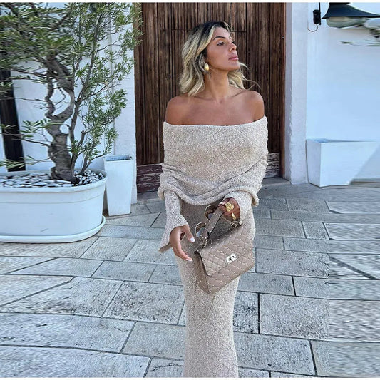 Schimmerndes Elegantes Kleid mit Off-Shoulder