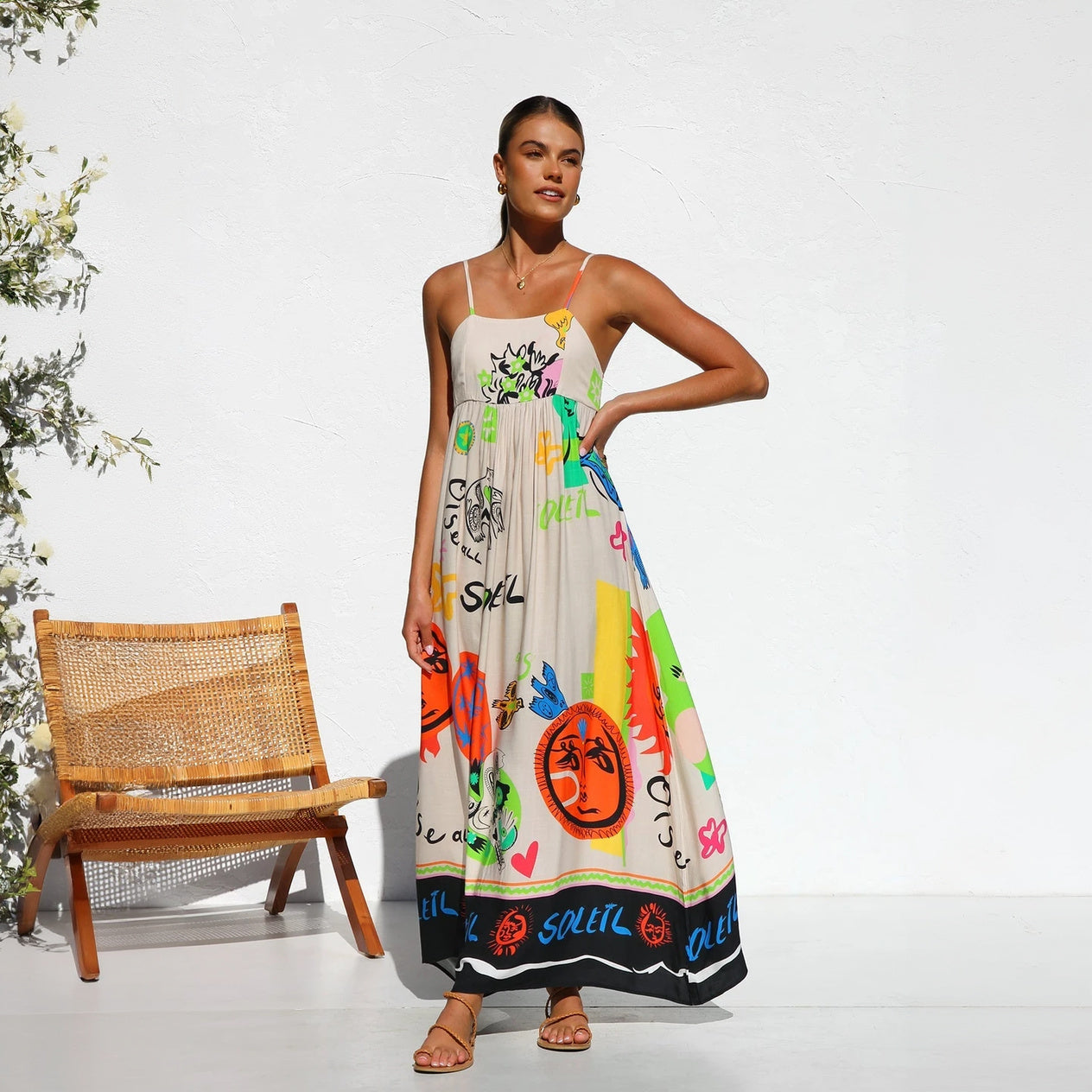 Sommerliches Maxikleid mit Kunstvollem Print