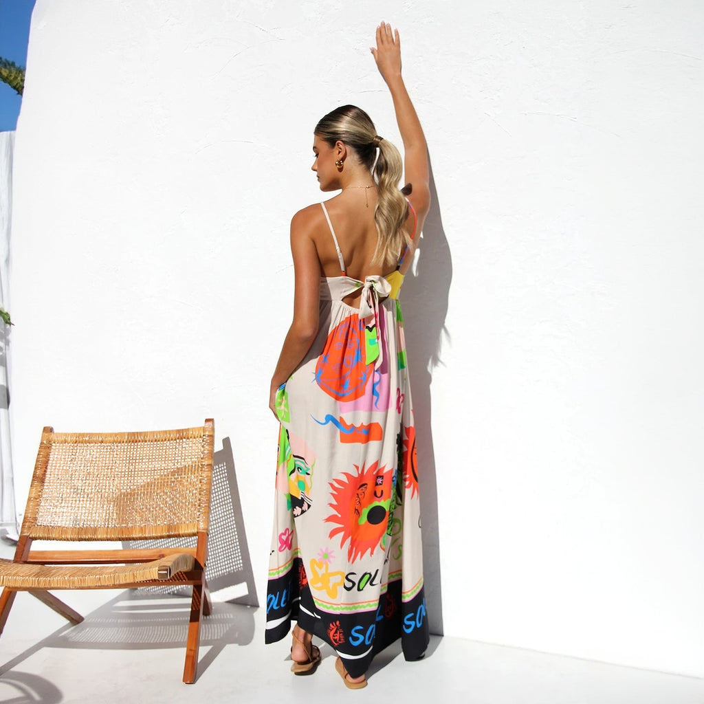 Sommerliches Maxikleid mit Kunstvollem Print