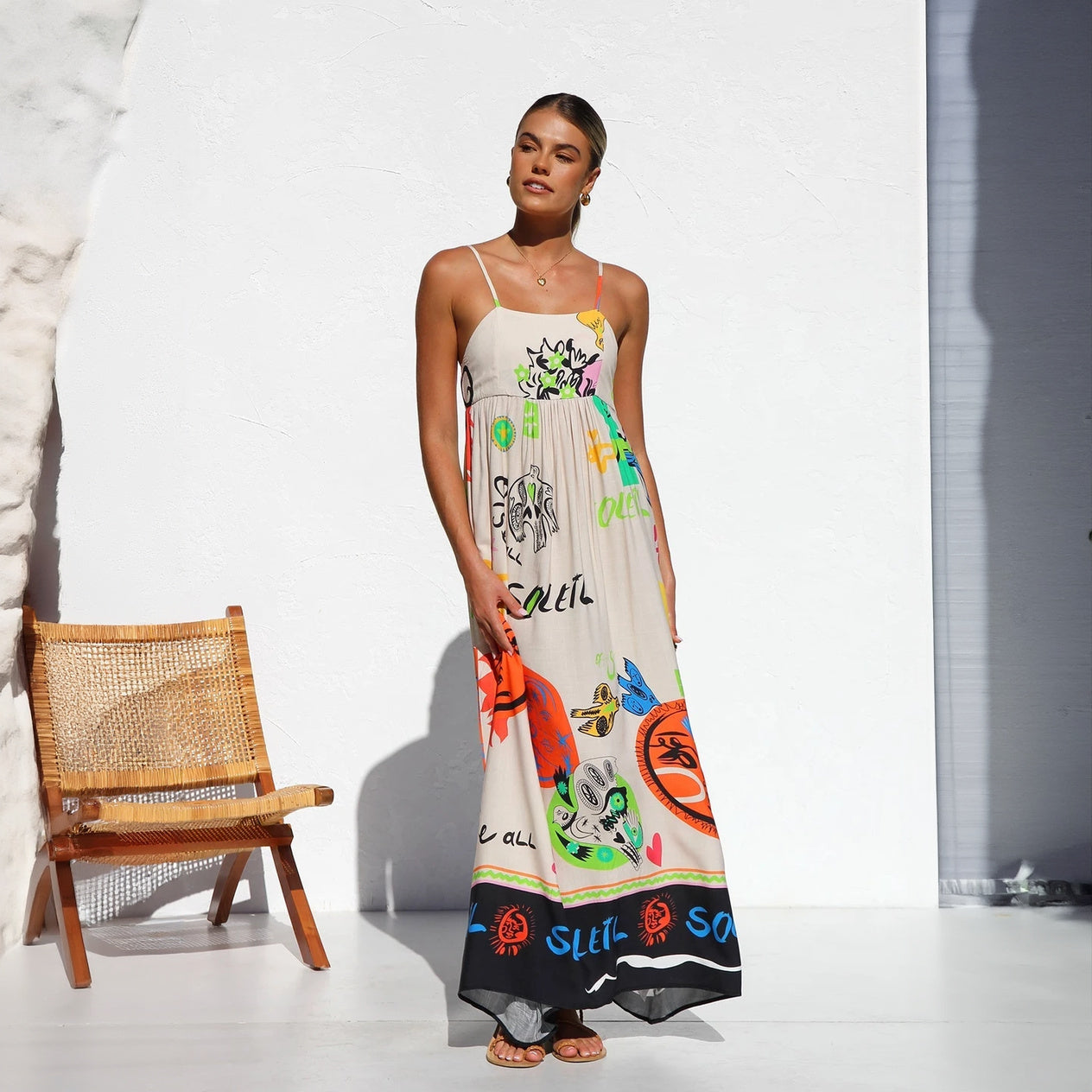 Sommerliches Maxikleid mit Kunstvollem Print