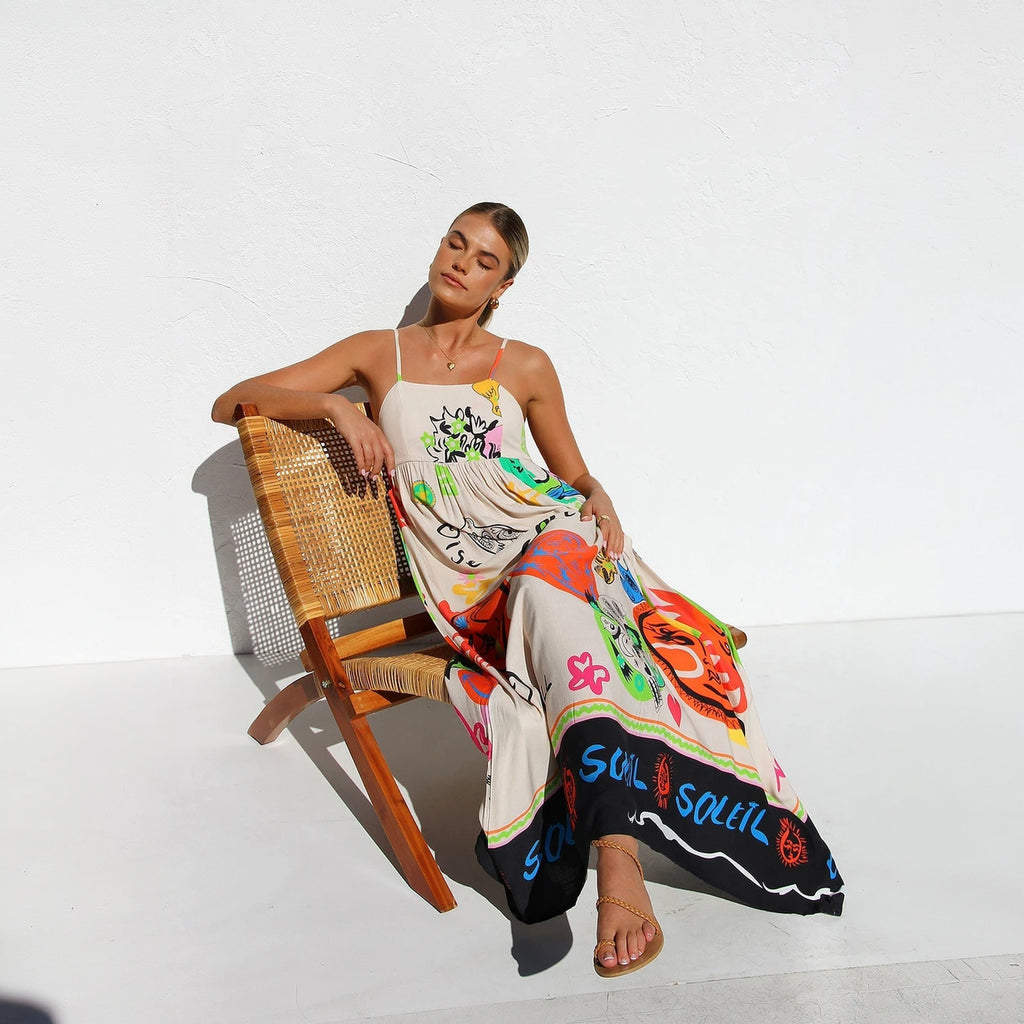 Sommerliches Maxikleid mit Kunstvollem Print