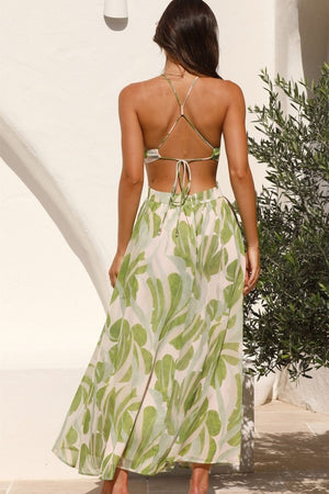 Elegantes Maxikleid mit Blätterprint