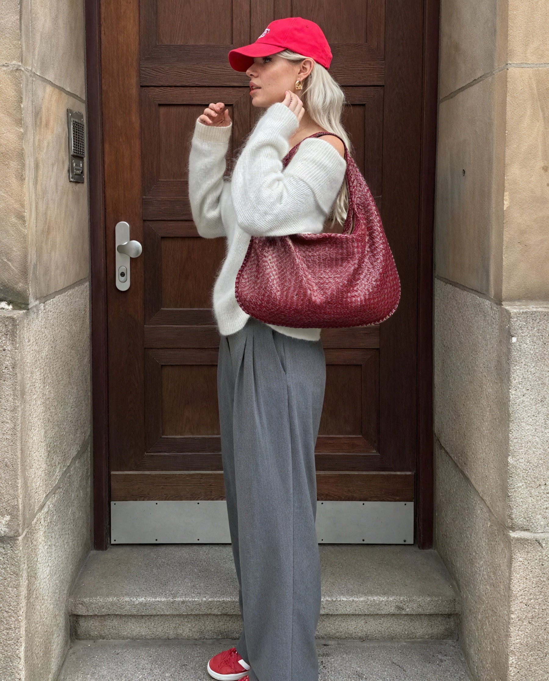 Gewebte Schultertasche mit großem Fassungsvermögen