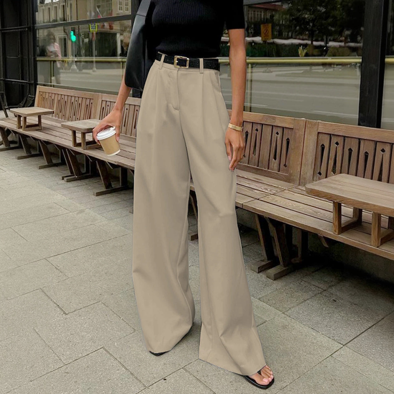 Elegante High-Waist Wide-Leg Hose