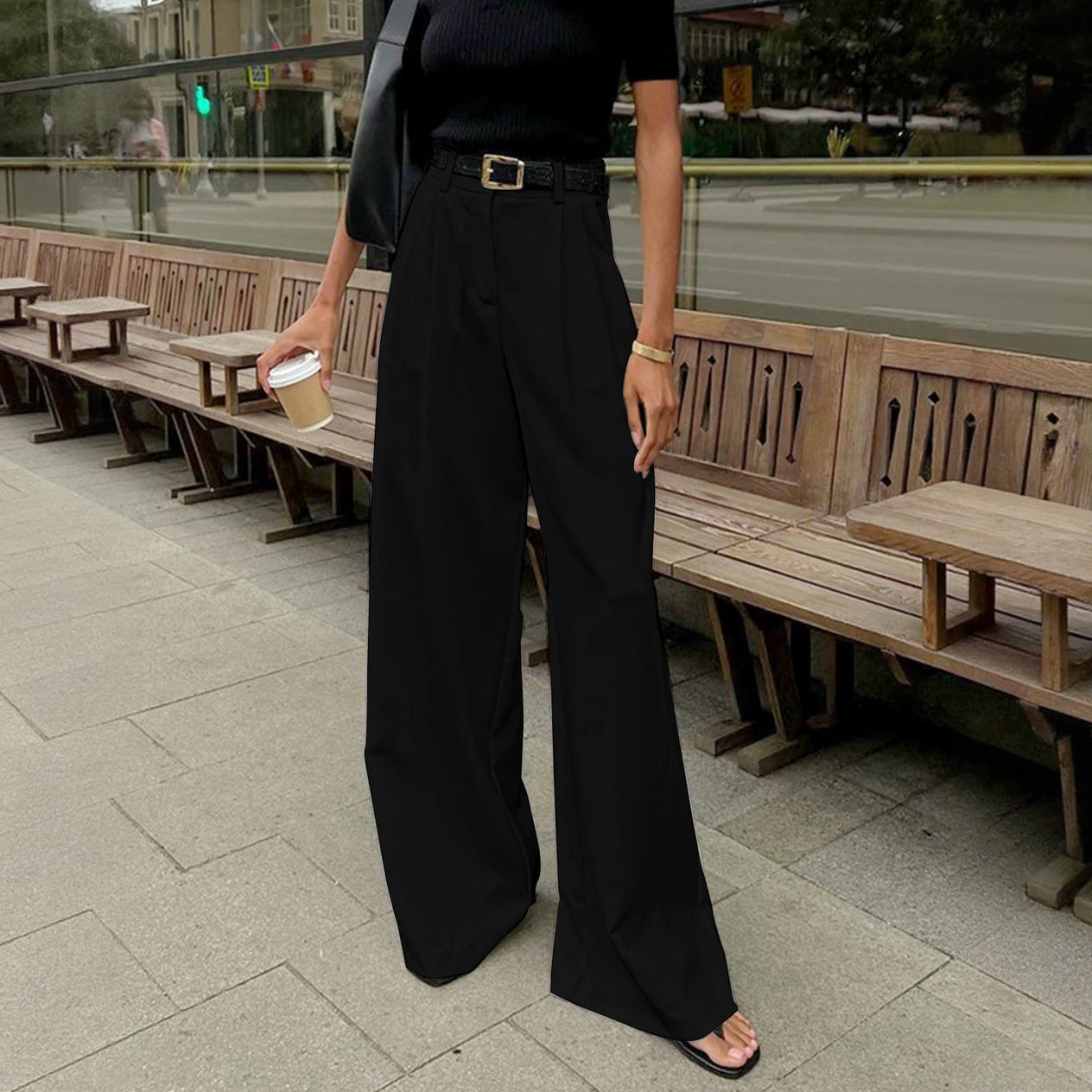 Elegante High-Waist Wide-Leg Hose