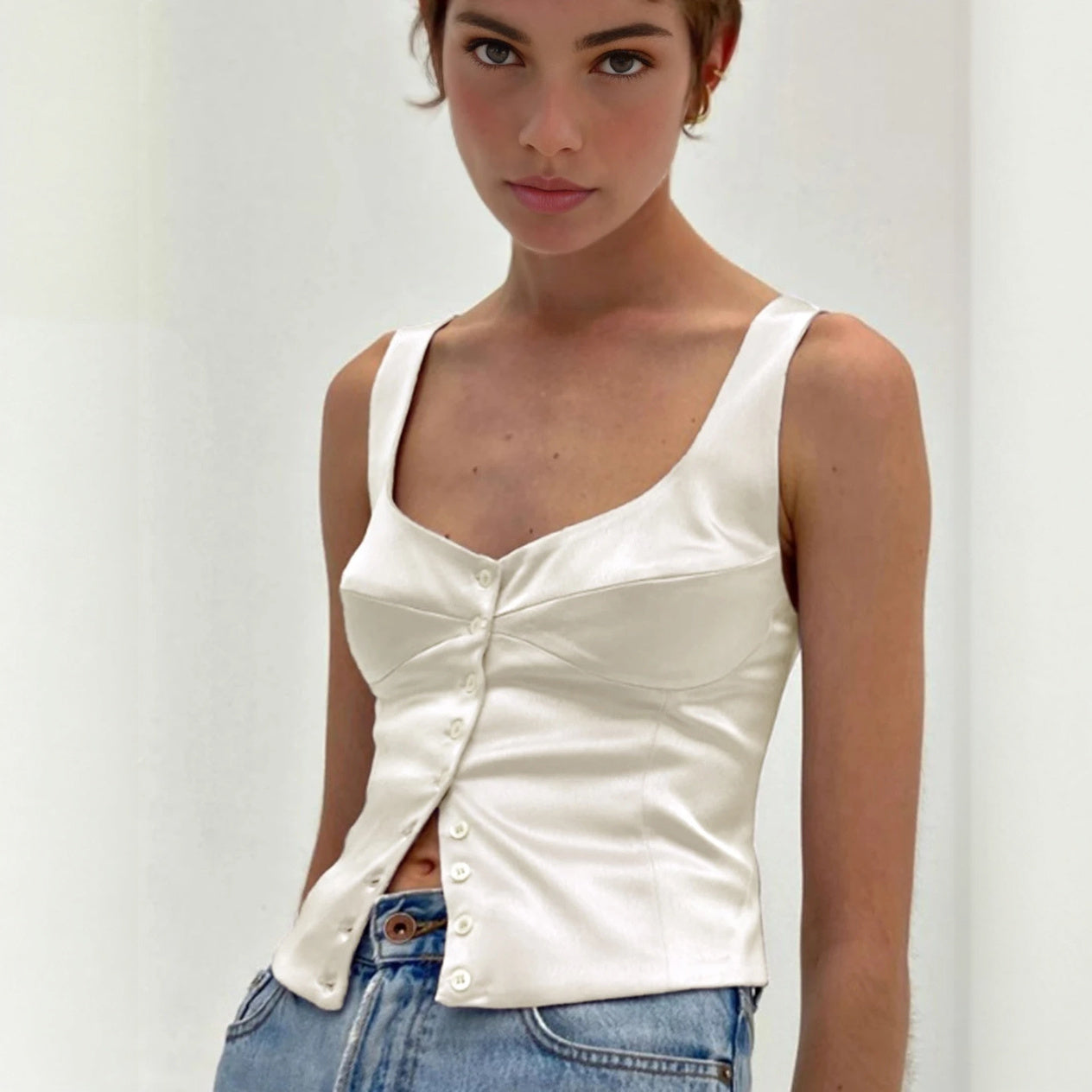 Sommerliches Top mit Knopfleiste