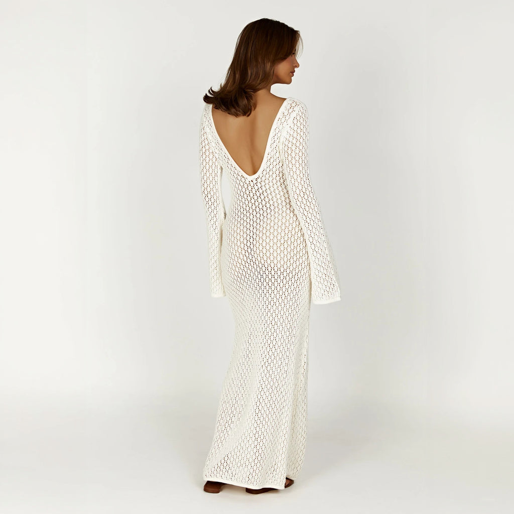 Fließendes Kleid mit offenem Webmuster