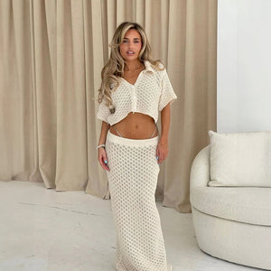 Boho Chic Zweiteiler: Cropped Top & Rock
