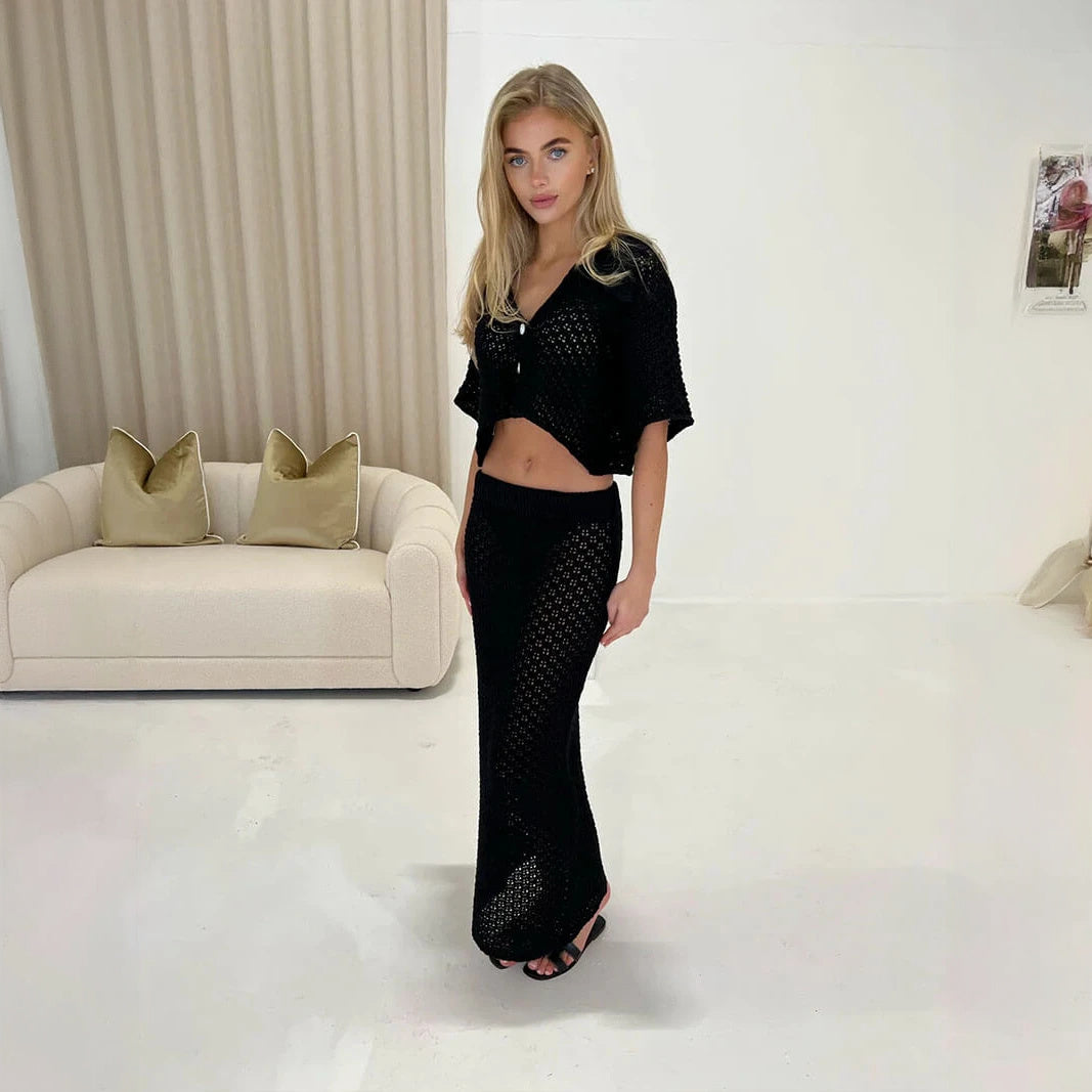 Boho Chic Zweiteiler: Cropped Top & Rock