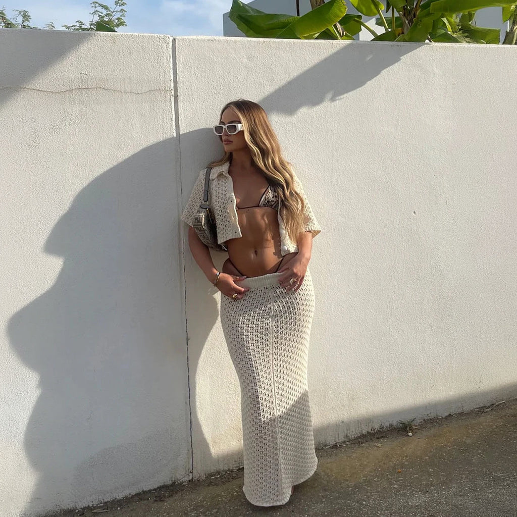 Boho Chic Zweiteiler: Cropped Top & Rock