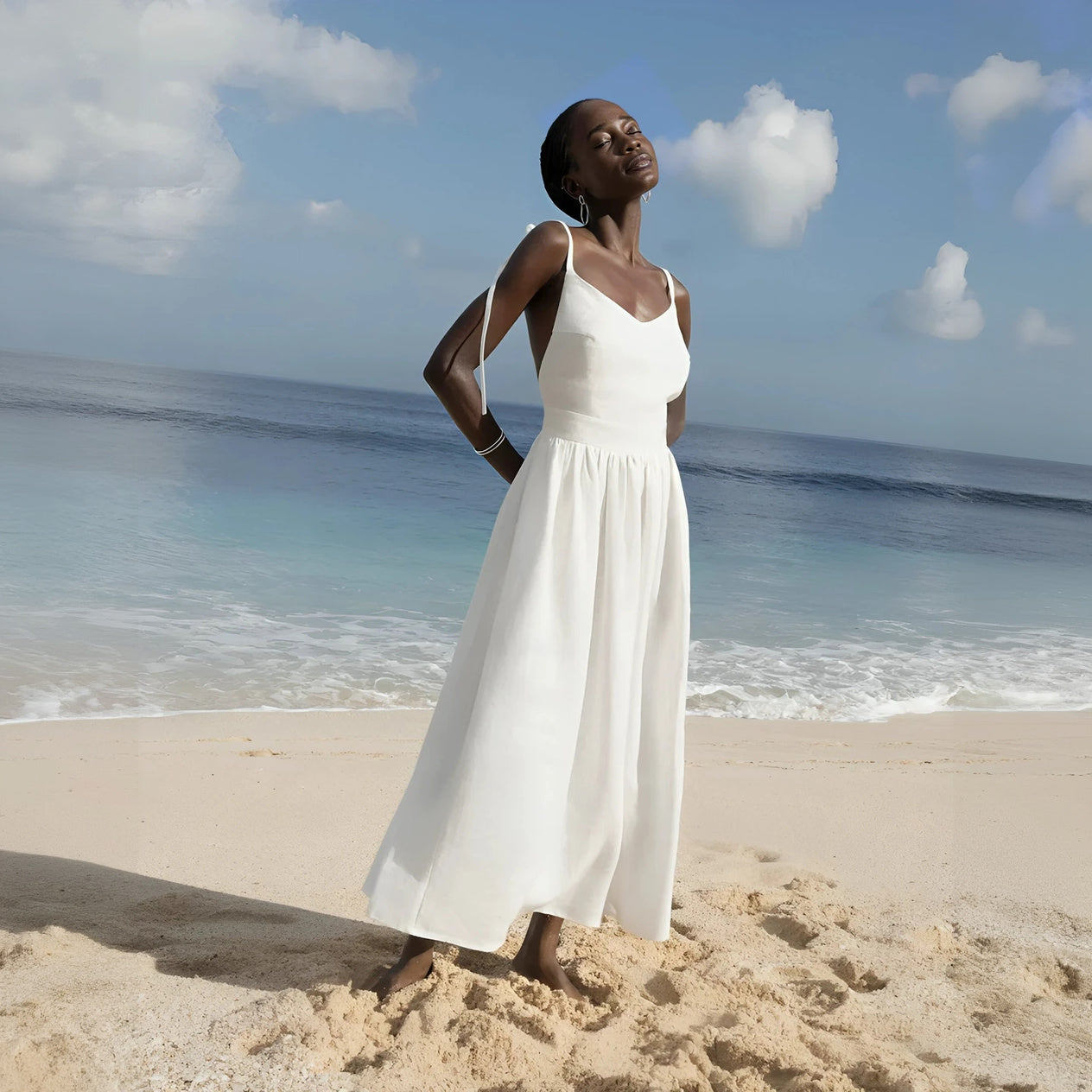 Fließendes Kleid mit femininen Details