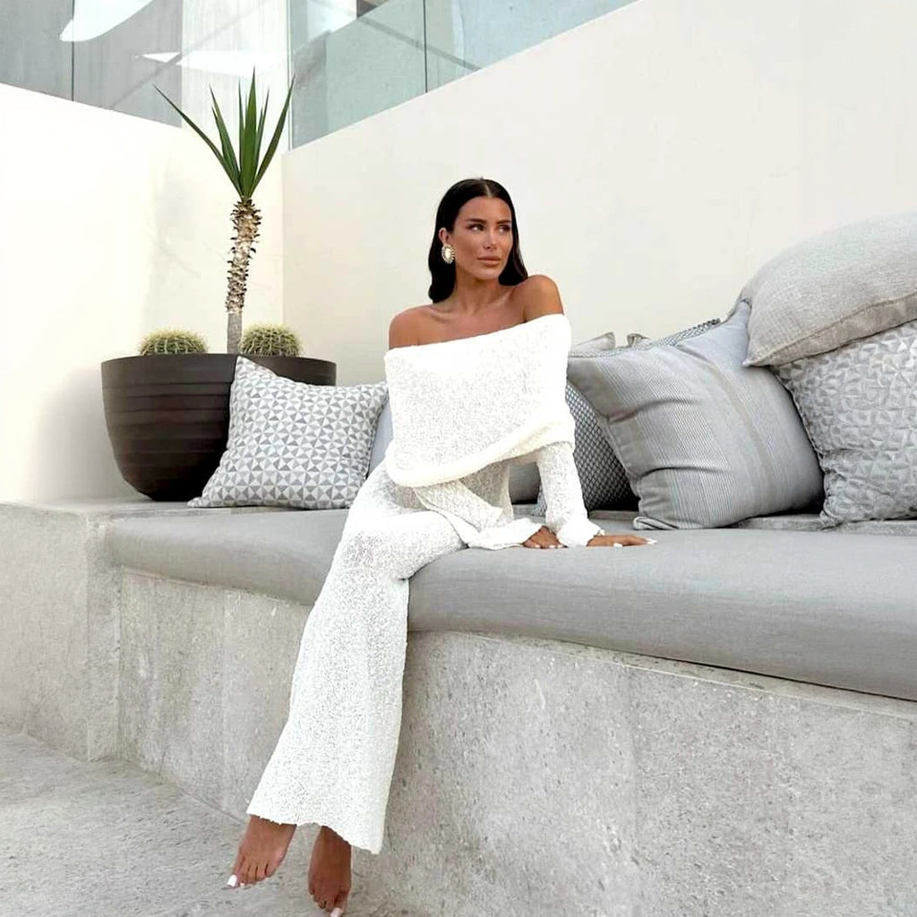 Schimmerndes Elegantes Kleid mit Off-Shoulder