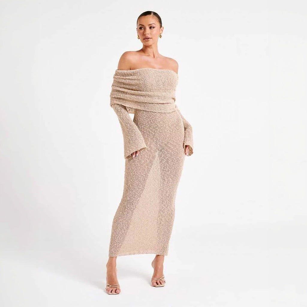 Schimmerndes Elegantes Kleid mit Off-Shoulder