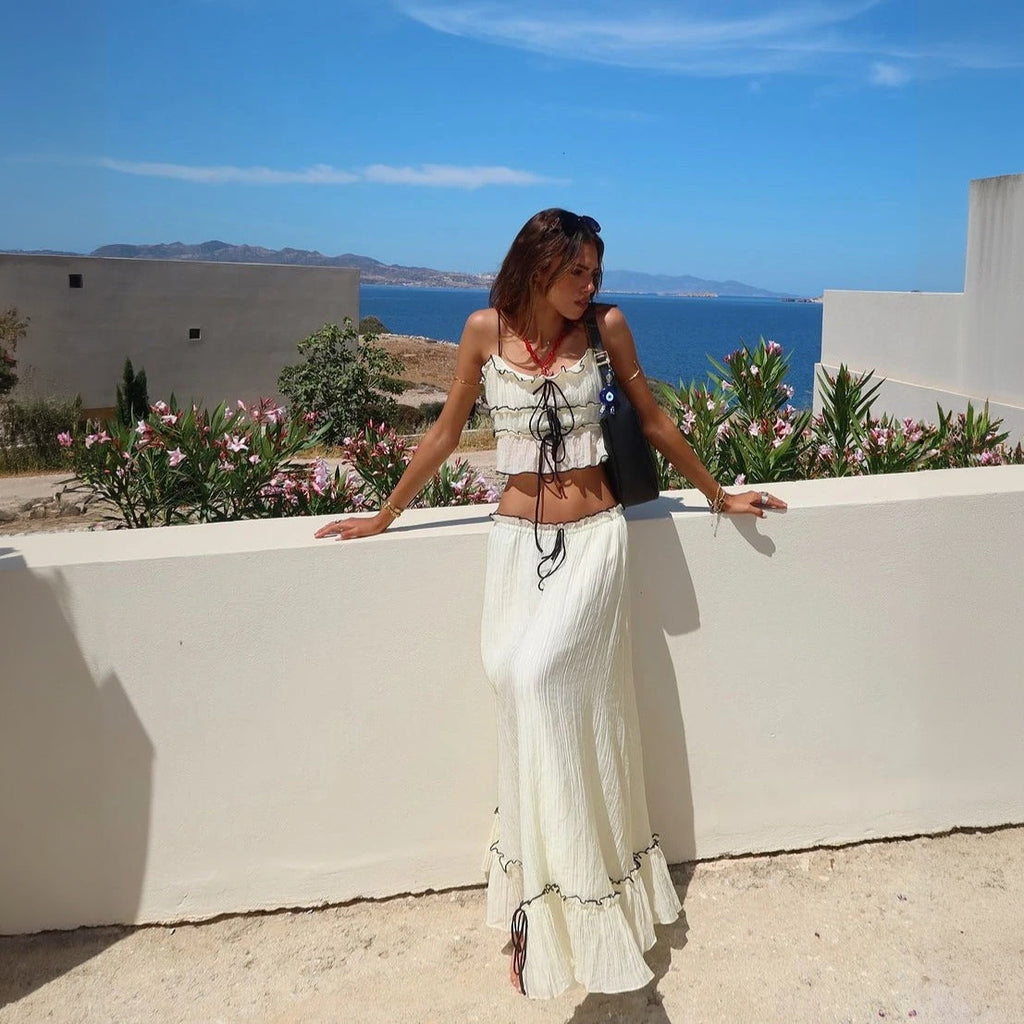 Sommerliches zweiteiliges Rüschen-Ensemble