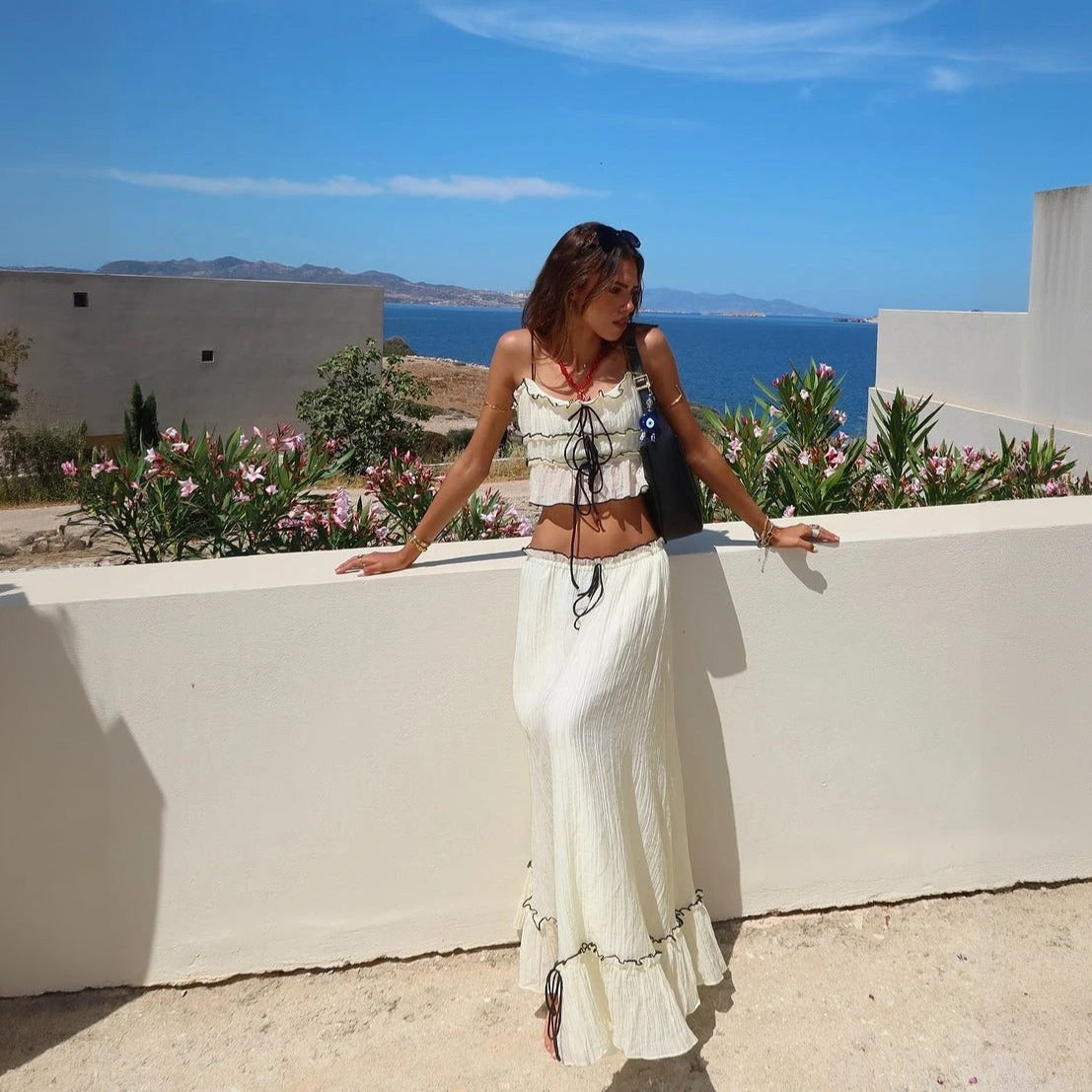 Sommerliches zweiteiliges Rüschen-Ensemble