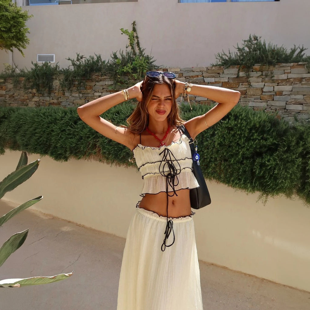 Sommerliches zweiteiliges Rüschen-Ensemble