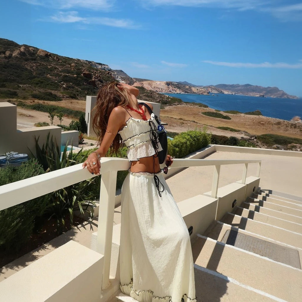 Sommerliches zweiteiliges Rüschen-Ensemble