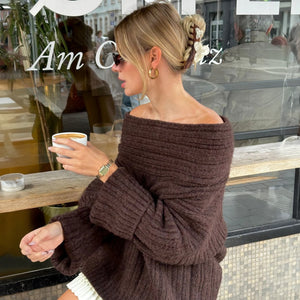 Asymmetrischer Strick-Top mit Ballonärmeln