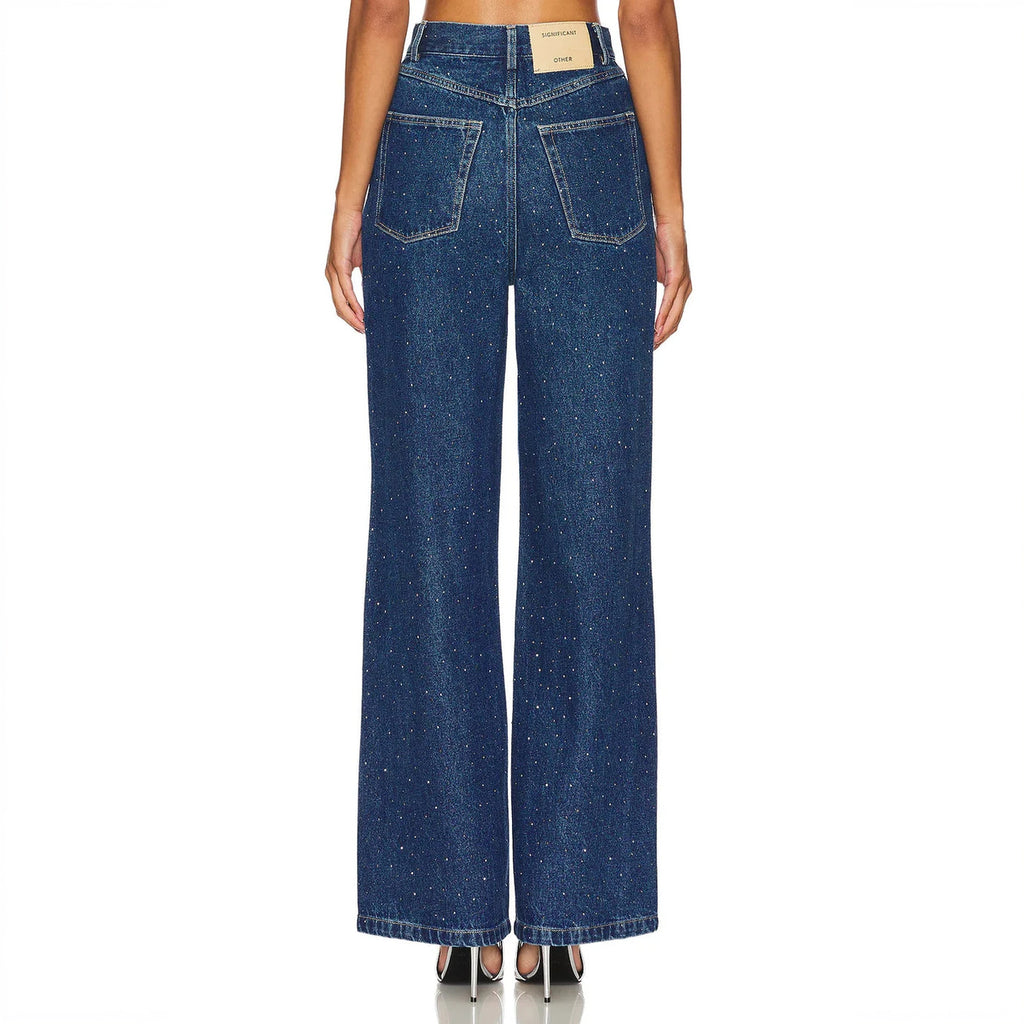 Statement Denim: Wide Leg mit Strass
