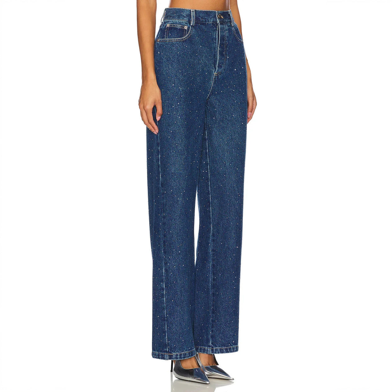 Statement Denim: Wide Leg mit Strass