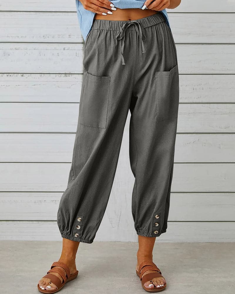 Kleidhaus Damen Hose – Kordelzug, Knopfdetails am Knöchel, Bequem & Lässig-83253-77b5d057-7c79-43df-b517-873d6f4a0bdb