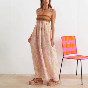 Fließendes Maxi-Kleid mit Webdetails