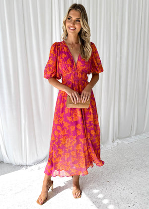 Damen Maxi-Kleid – Blumenmuster, V-Ausschnitt, Kurze Ärmel, Fließend-83294-78cd39b5-1211-42ad-a84b-9fe4c05bea2e