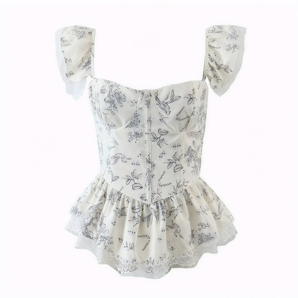 Romantisches Top mit floralem Muster