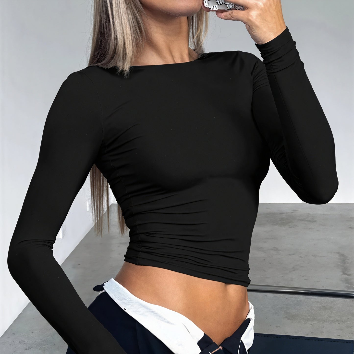 Figurbetontes Langarmshirt – Minimalistisch