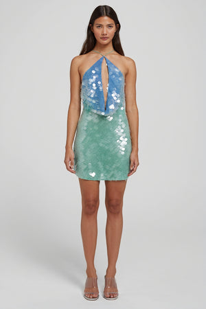 Pailletten-Minikleid mit Neckholder
