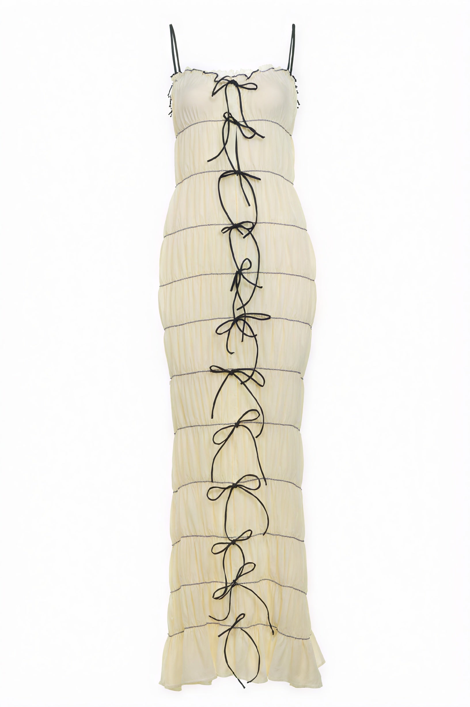 Fließendes Stufenkleid mit Schleifen