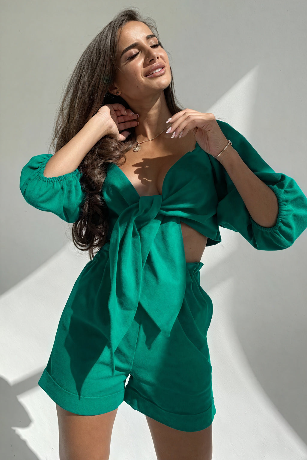 Taillen-Top mit Puffärmeln