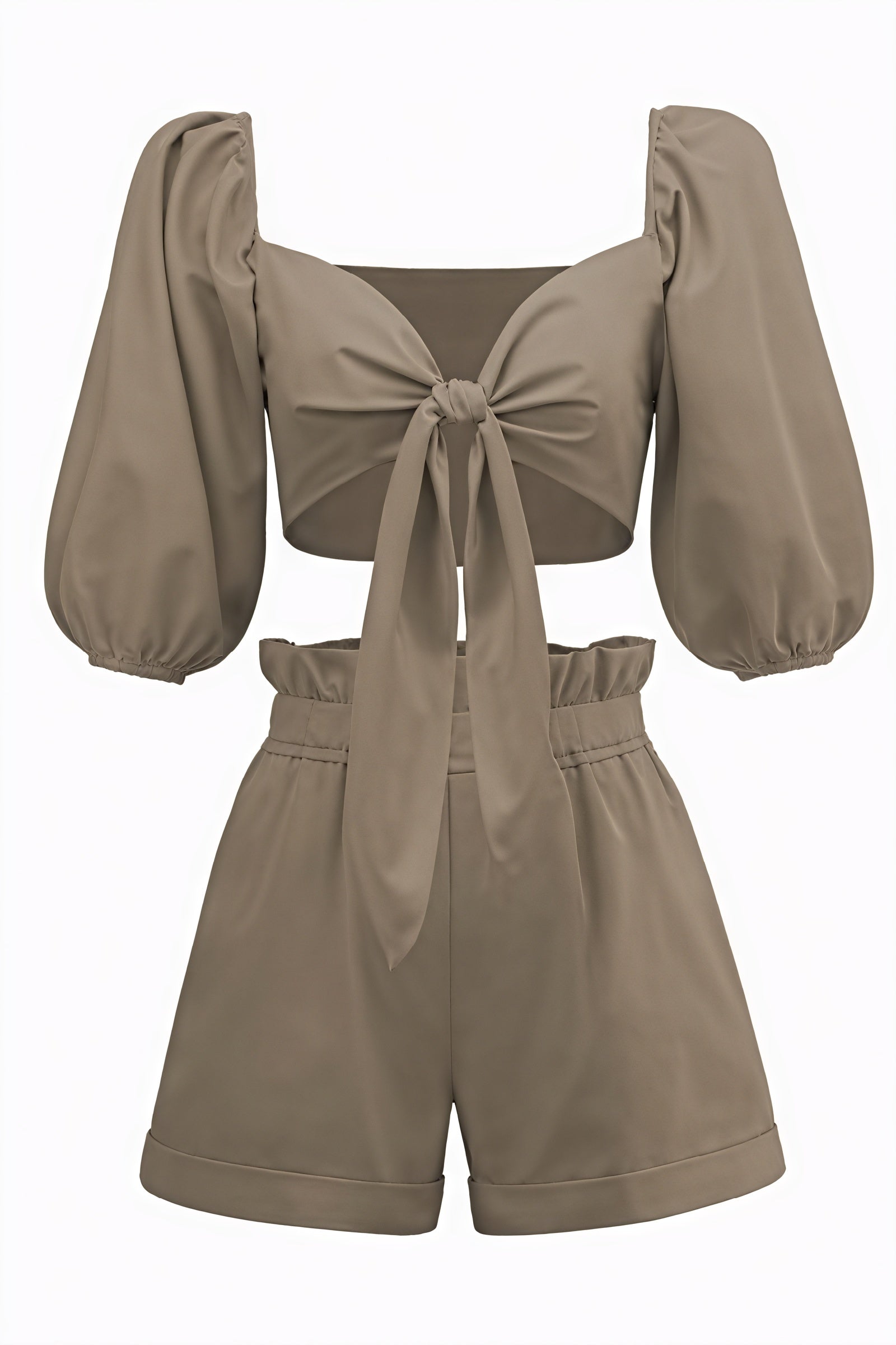 Zweiteiliges Set mit Puffärmeln & Shorts