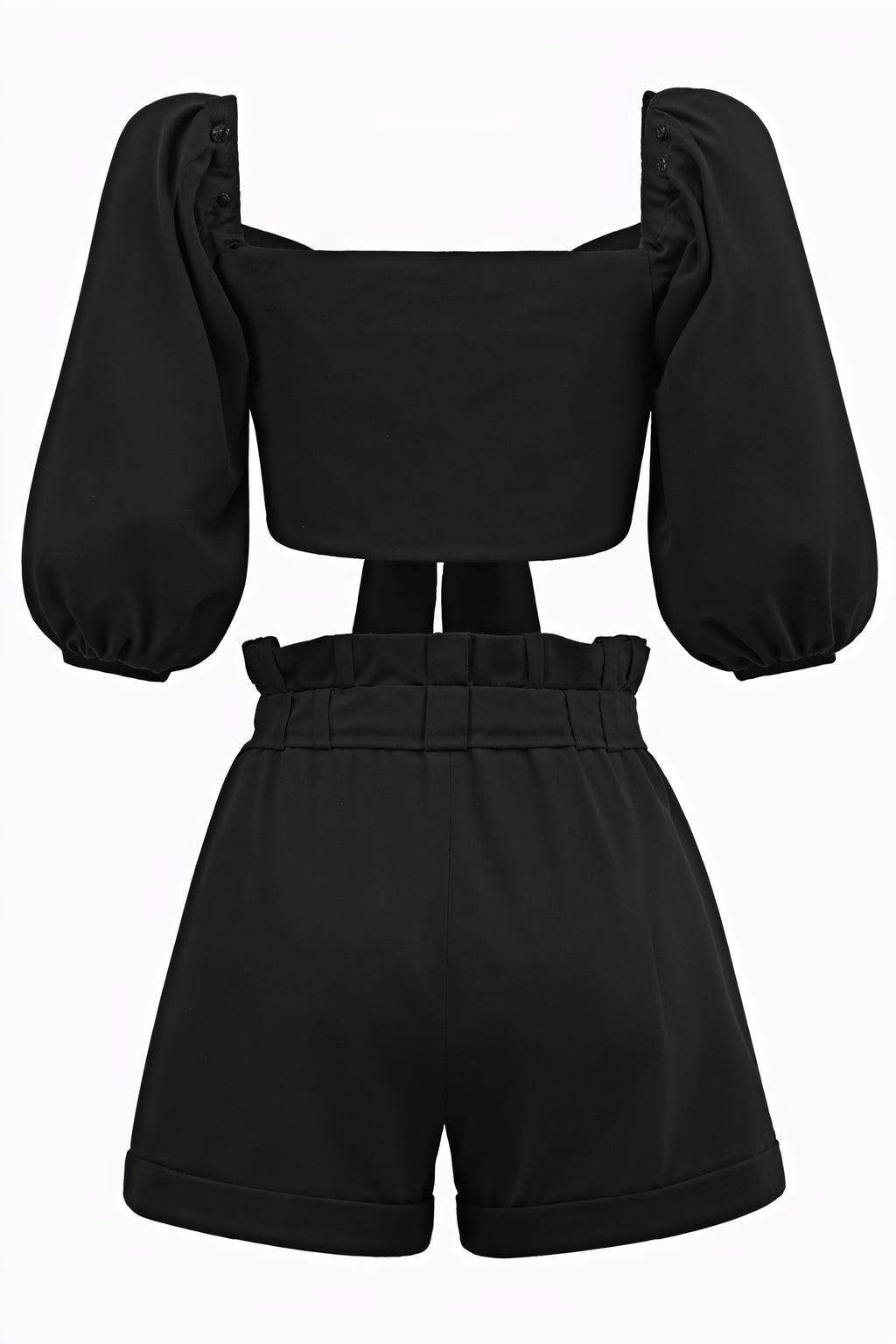 Zweiteiliges Set mit Puffärmeln & Shorts