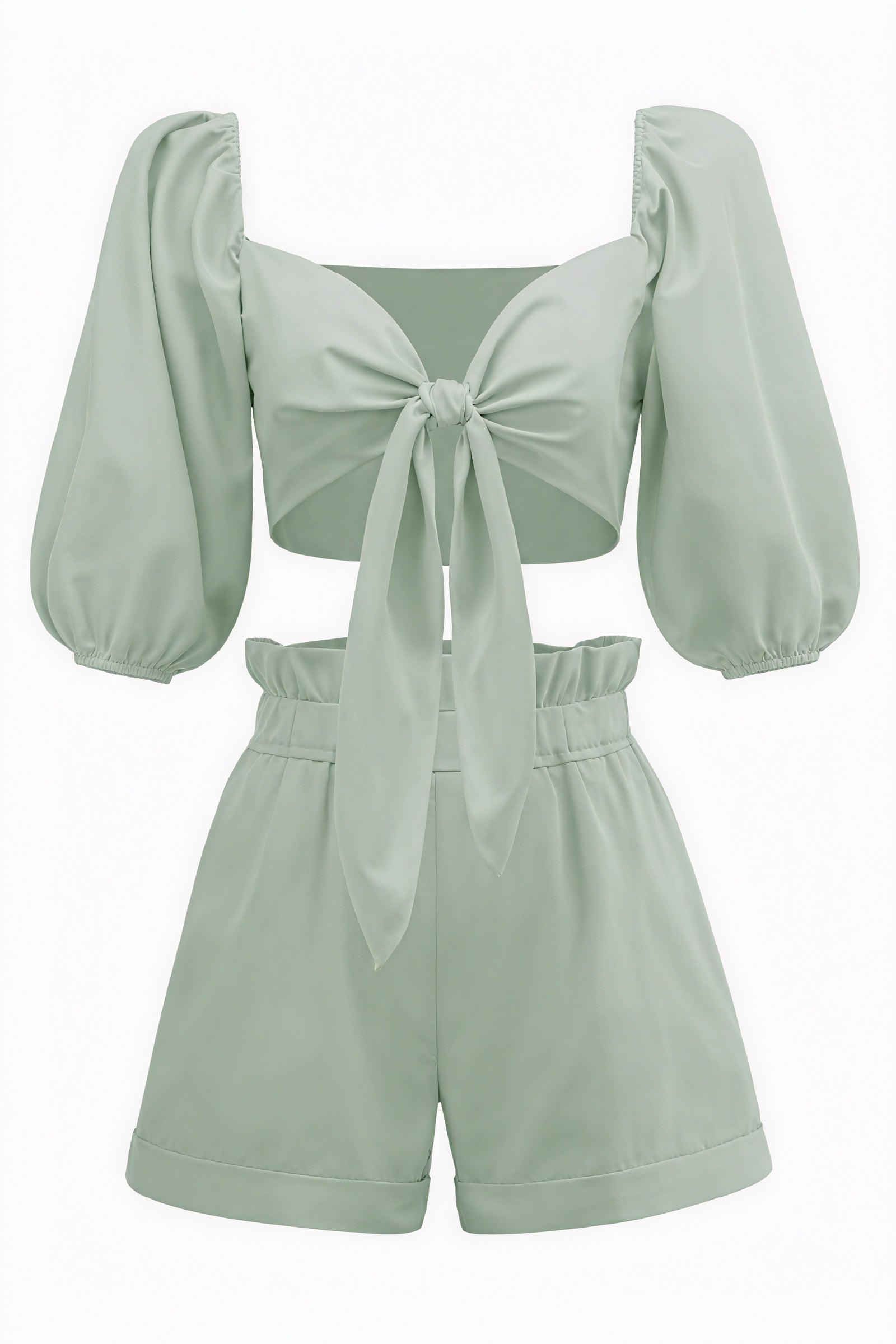 Zweiteiliges Set mit Puffärmeln & Shorts