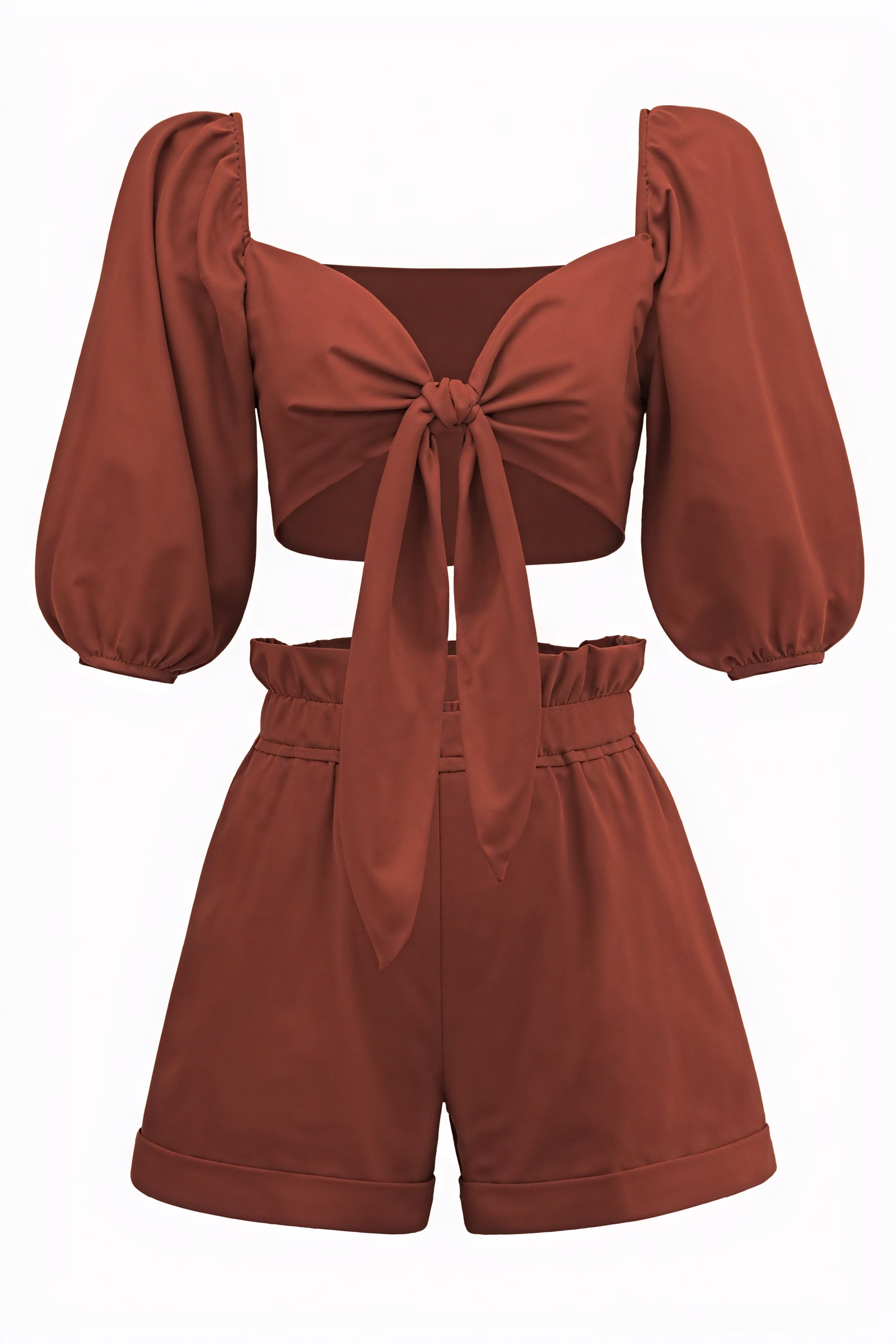 Zweiteiliges Set mit Puffärmeln & Shorts