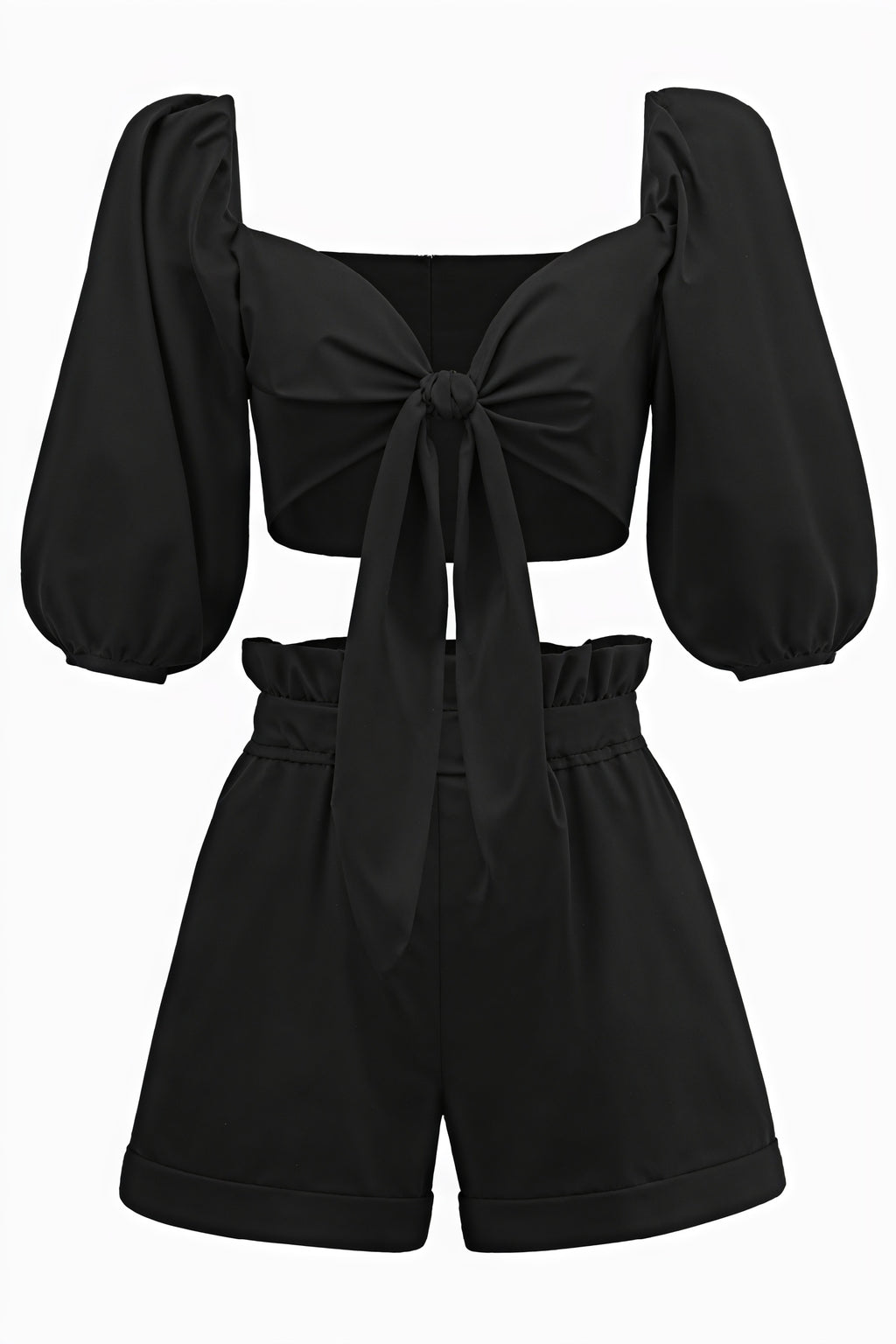 Zweiteiliges Set mit Puffärmeln & Shorts