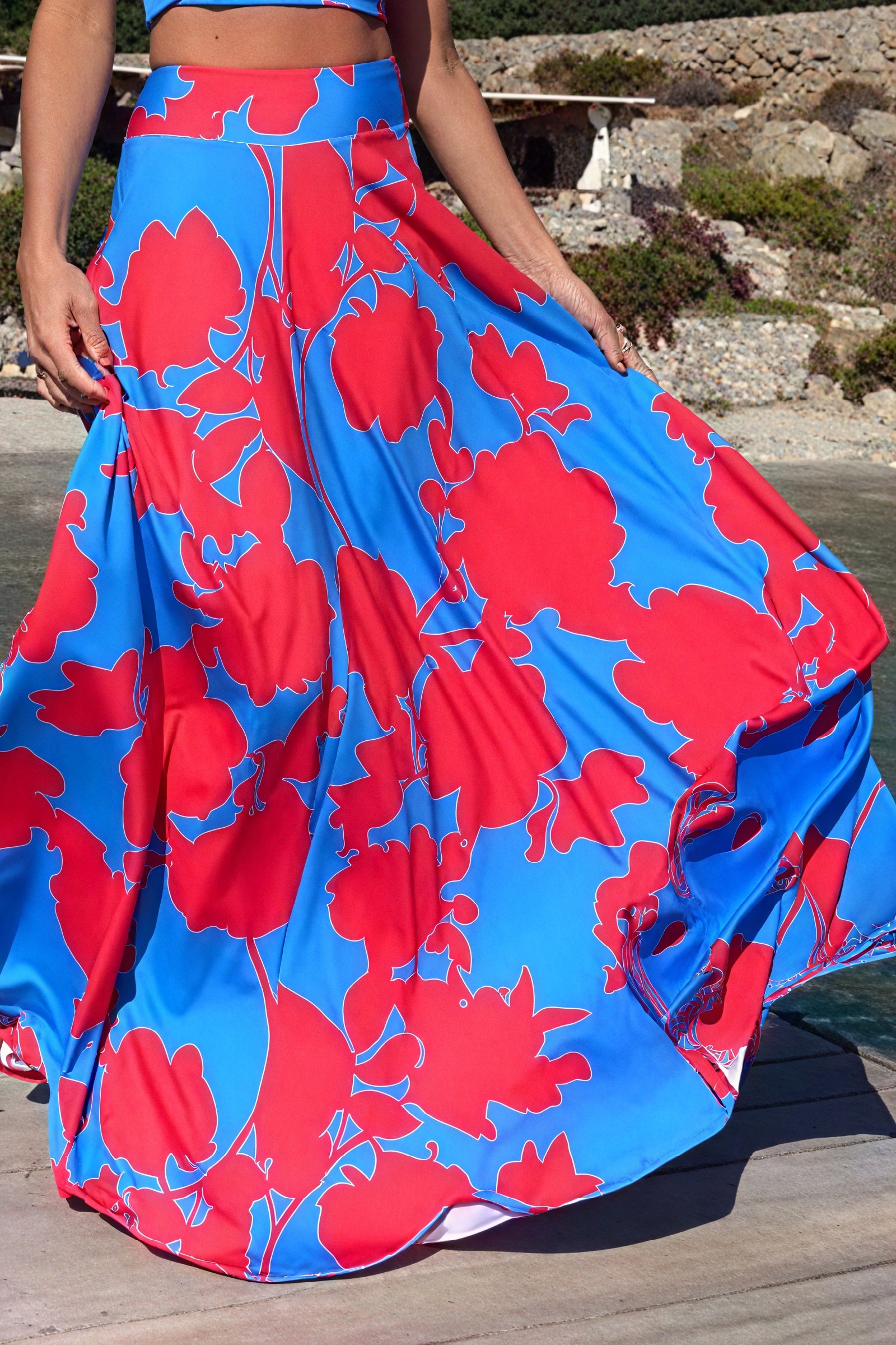 Florales zweiteiliges Maxi-Kleid