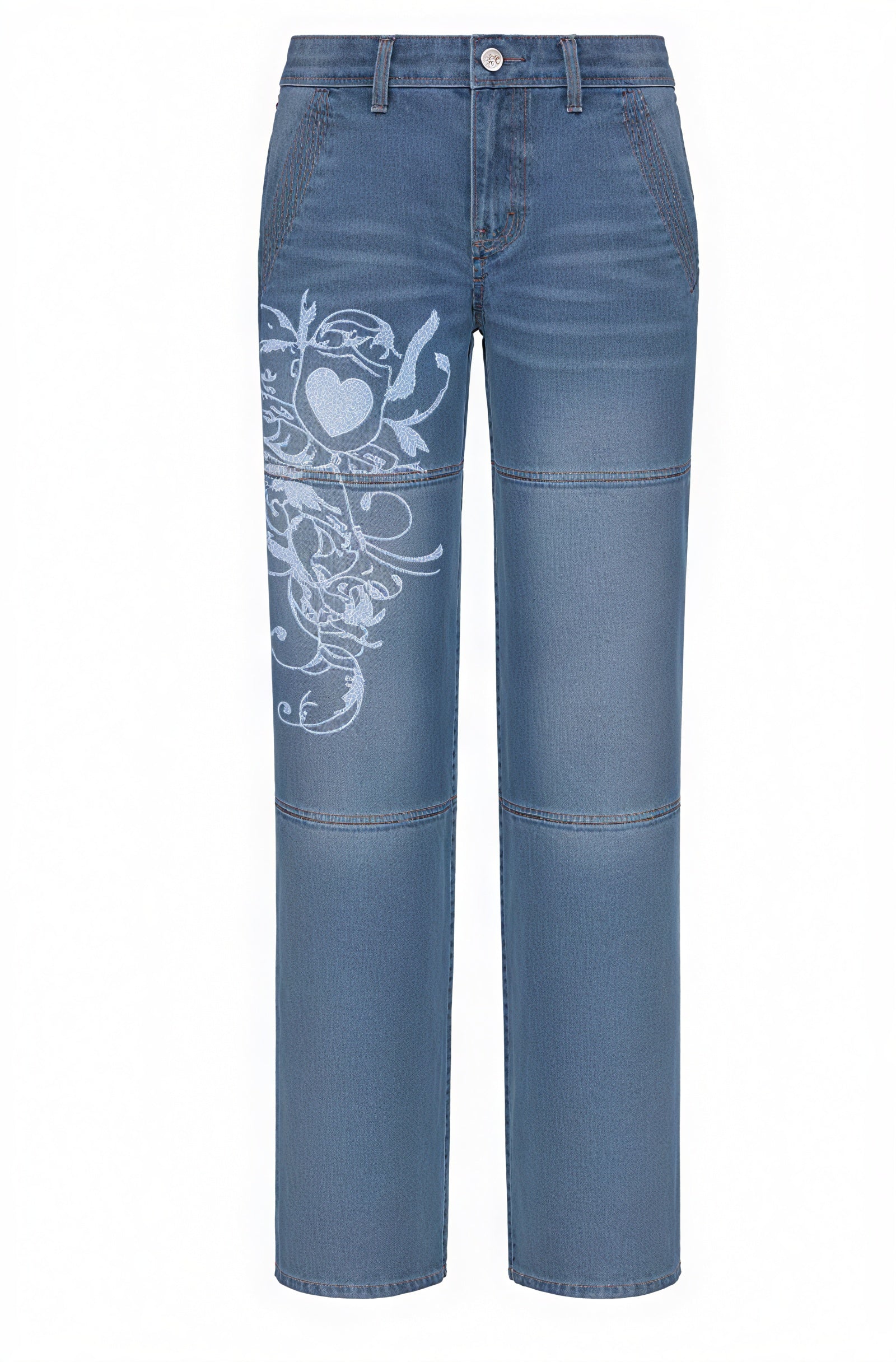 Baggy Jeans mit floralem Detail