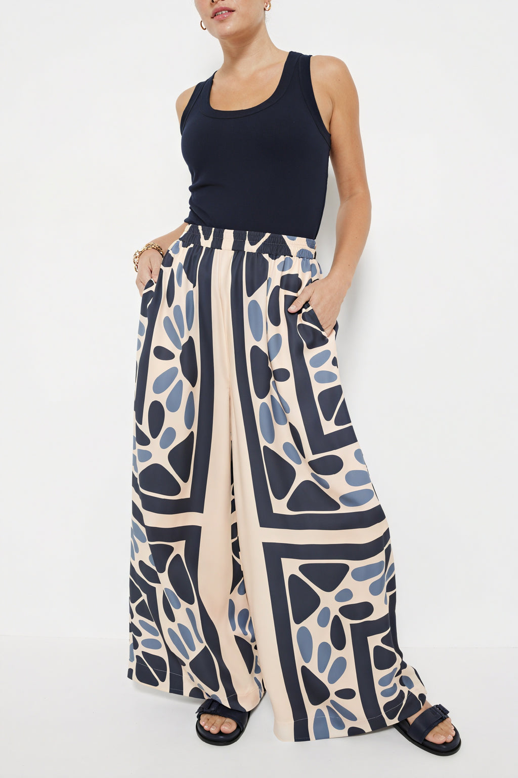 Abstraktes Kurzarm-Hemd mit Knopfleiste