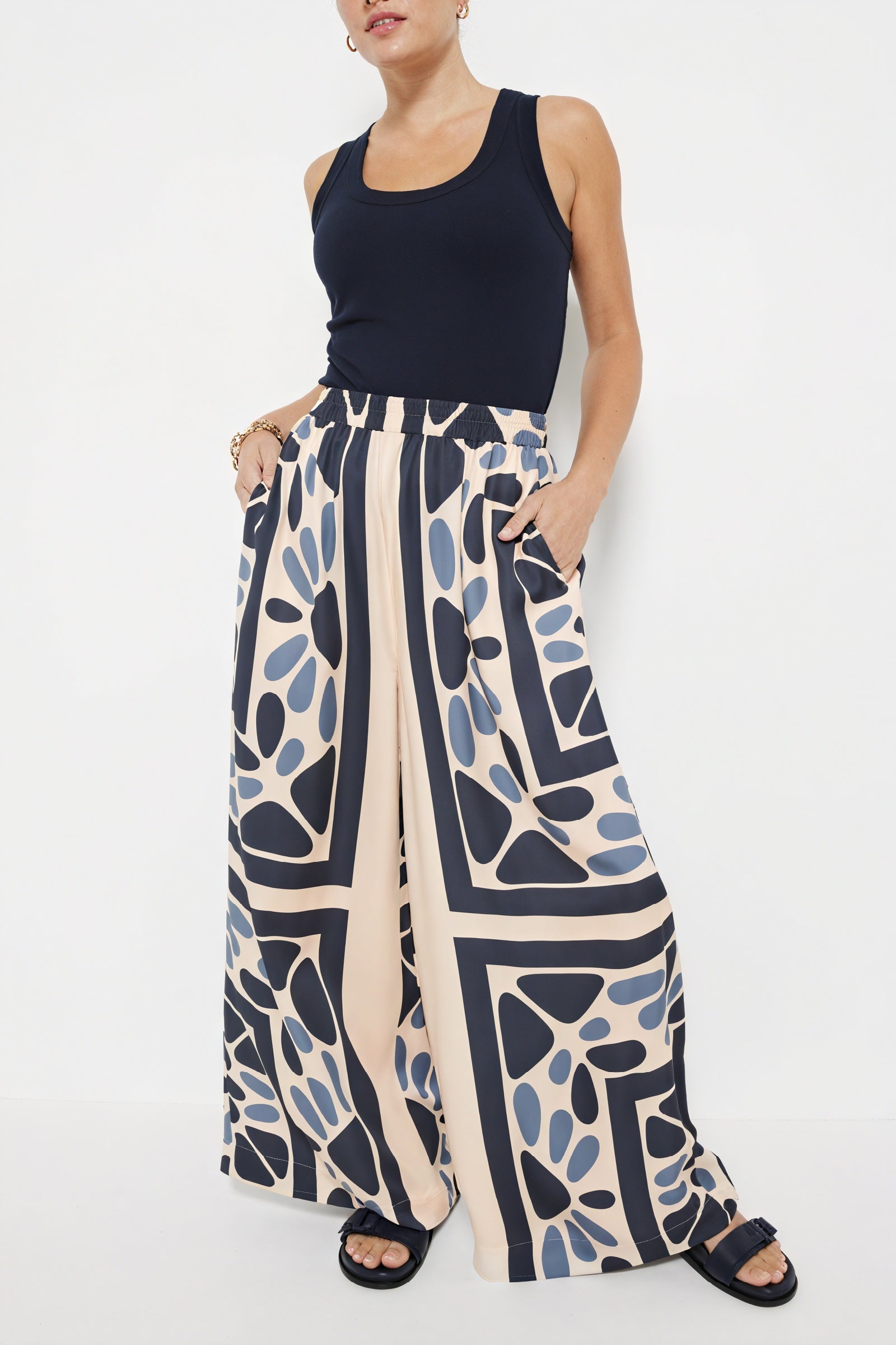 Abstraktes Kurzarm-Hemd mit Knopfleiste