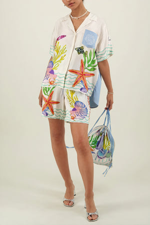 Marine Life Print Button-Down