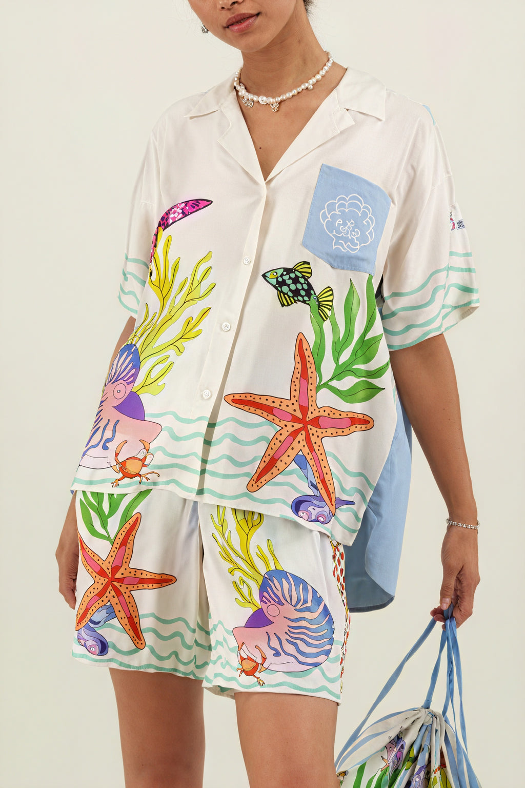 Marine Life Print Button-Down