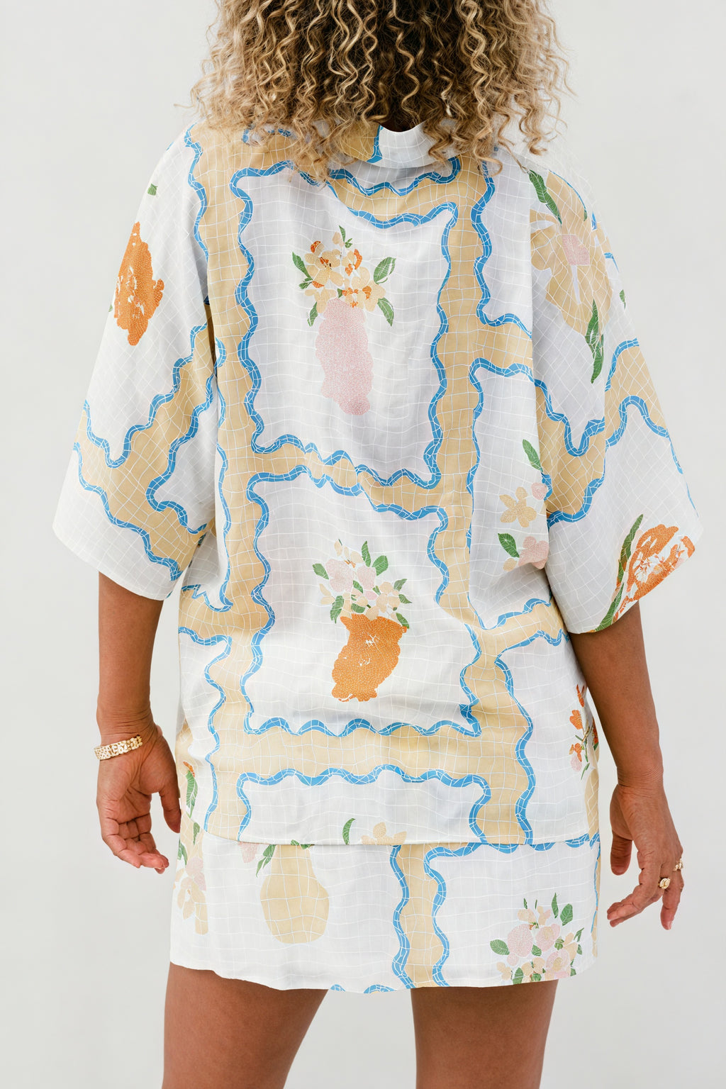 Blumenmuster Schlafanzug Set