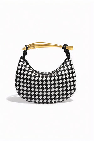 Elegante Halbmond-Tasche mit Webmuster